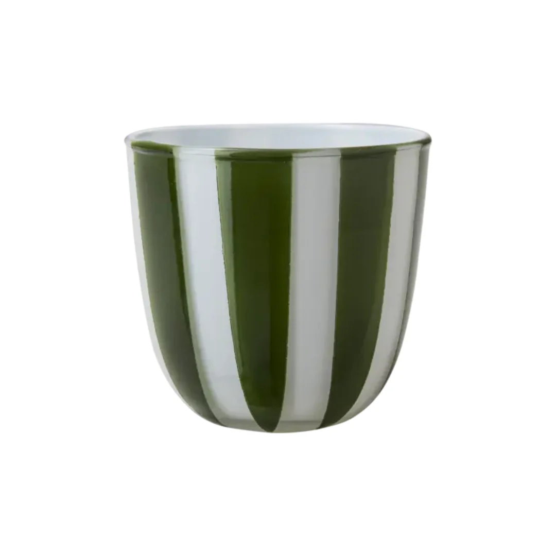 Cirkus ljuslykta från Affari of Sweden, randig grön/vit, liten