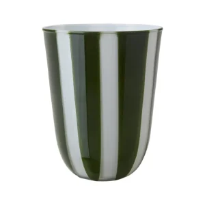 Cirkus ljuslykta från Affari of Sweden, randig grön/vit, stor