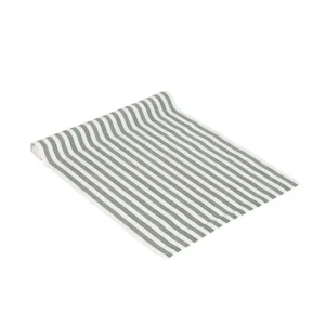 Nina löpare från Fondaco, grön/vit randig, 35x120 cm