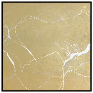 Akrylmålning Gold Marble, svart ram